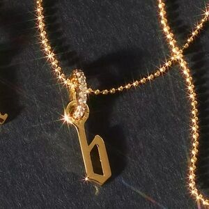Anthropologie Monogram Pavé Necklace 14K Gold Plated